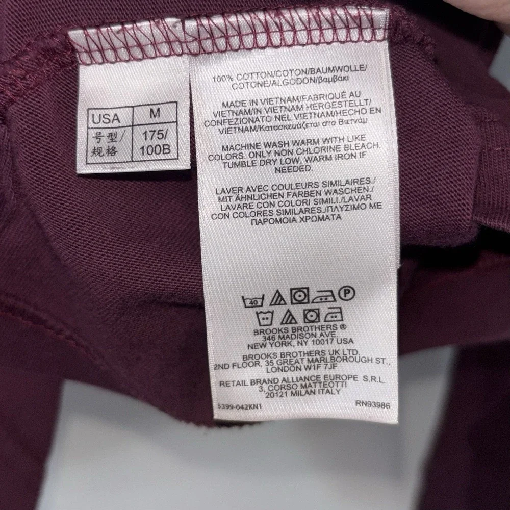 Brooks Brothers 100 Cotton Burgundy Long Sleeve Pocket Tee Shirt Size M